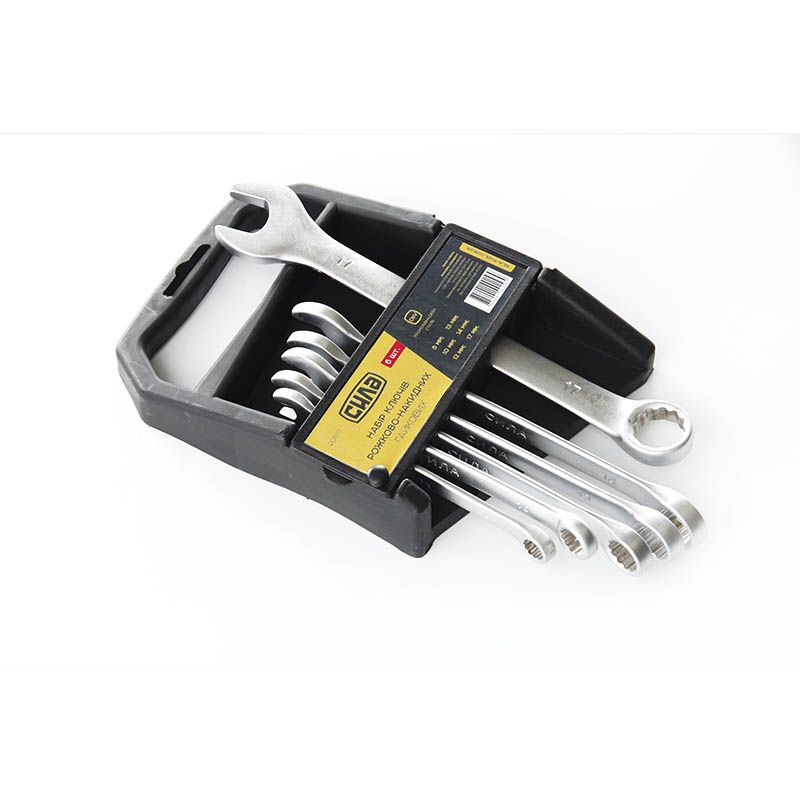 Набір ключів ріжково-накидних CrV 8-17мм (6шт) СИЛА