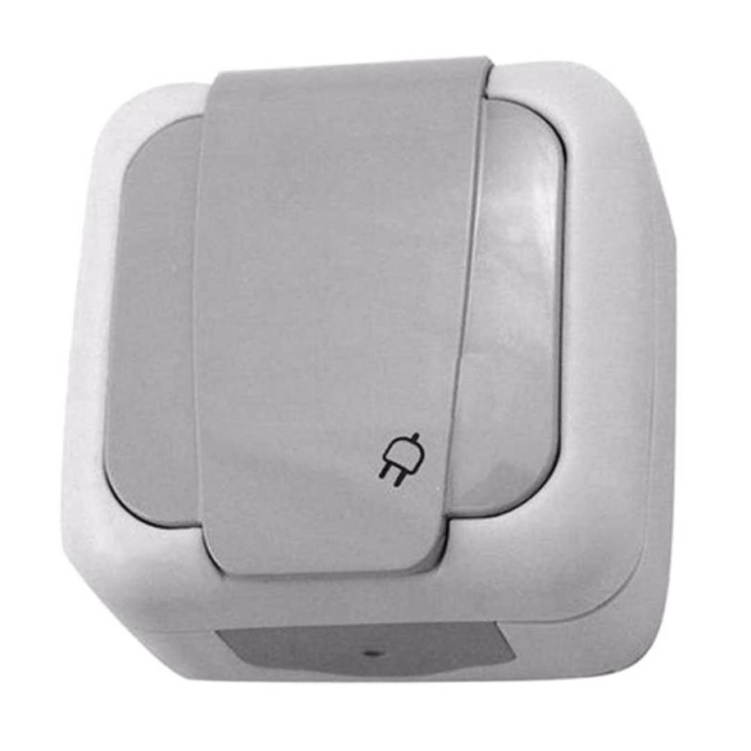 Viko Palmye Outlet с заземлением и крышкой серым IP44