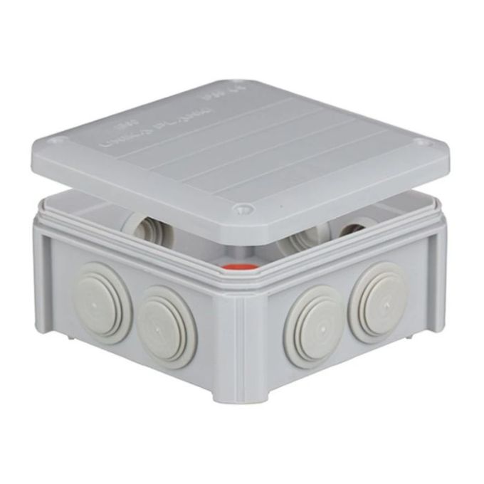 Коробка розподільча зовнішня 114х114х57мм IP55 з сальниками гумовими UNIKA PLANK IB601 сіра