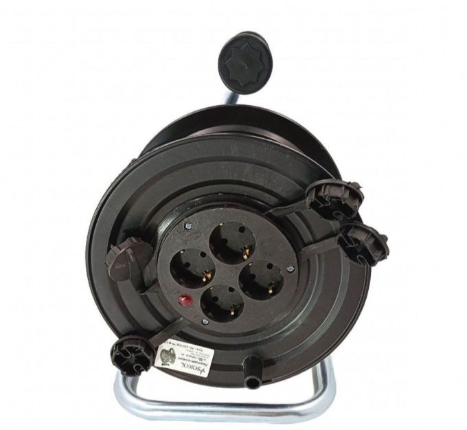 Котушка з кабелем 20 м (2x1,5 ПВС) з розетками 1*16А 4 гн Sokol