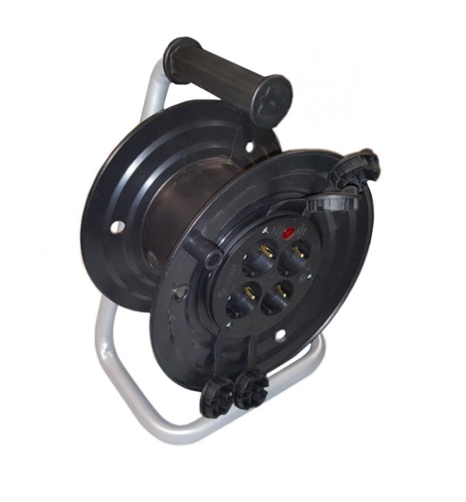 Котушка переносна, 25м (3х1,5 ПВС) з розетками 4 шт з запобіжником 16А, IP44
