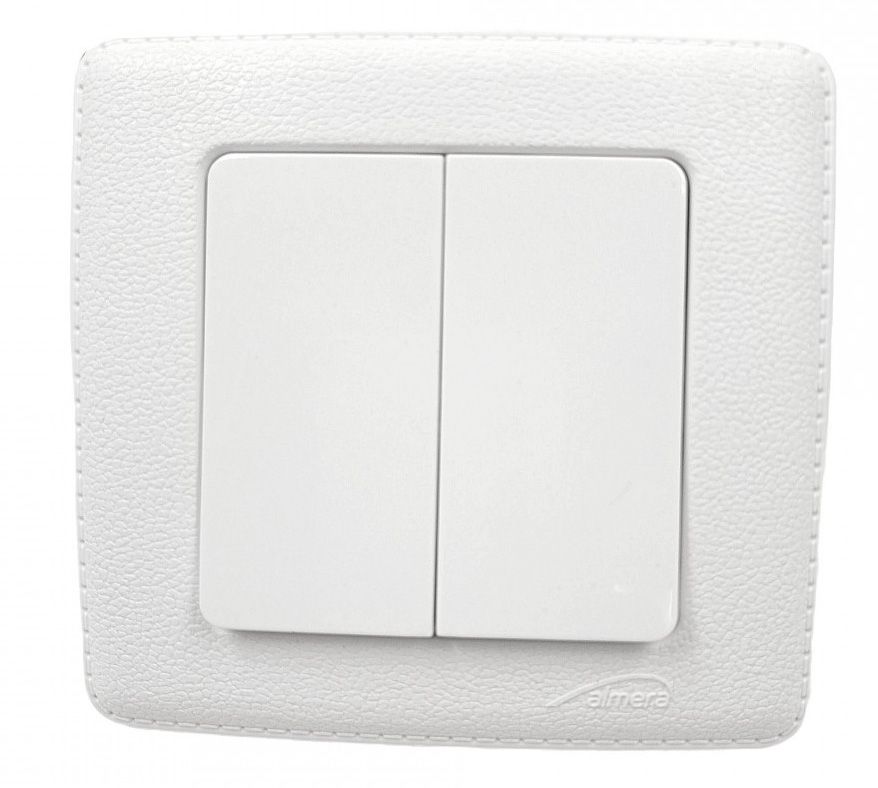 Вимикач двоклавішний IP20 біла шкіра Almera DOGU