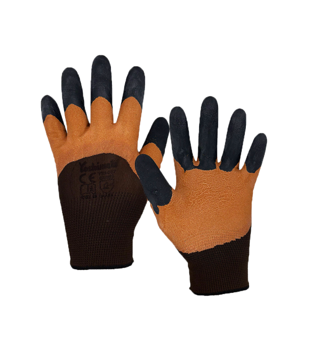 Рукавички Yoshimoto коричневі з подвійним латексним коричн-чорним покриттям