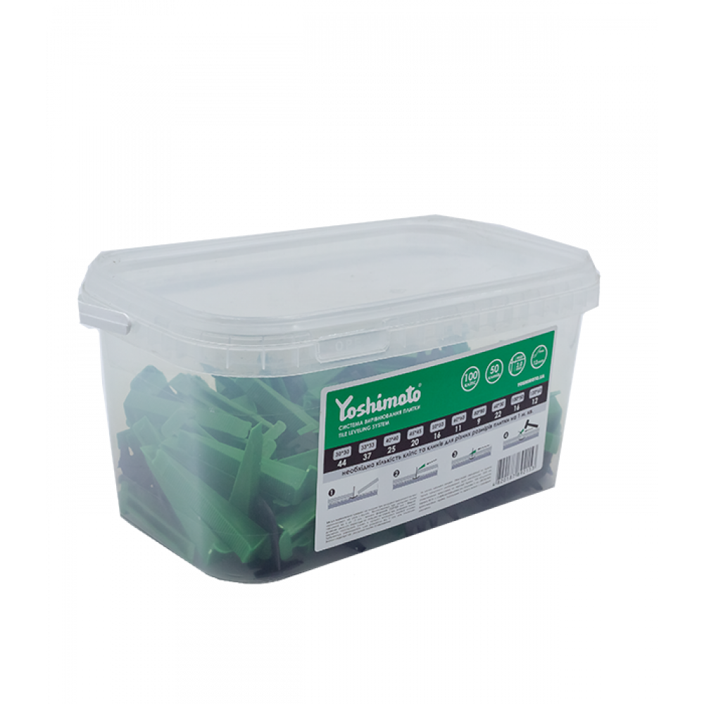 Система вирівнювання плитки 1мм Yoshimoto ( кліпси 250/клини 100 )