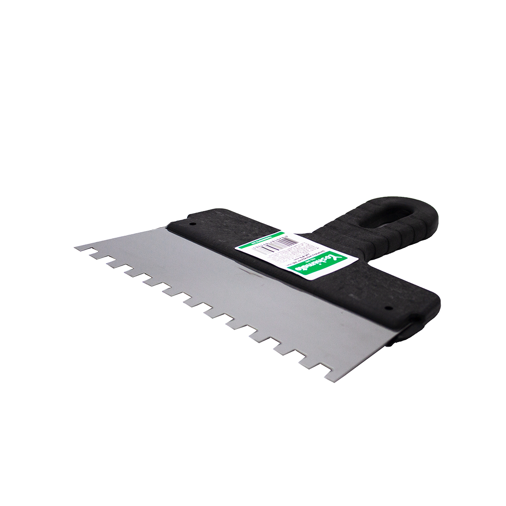 Шпатель малярный нержавеющий Yoshimoto с пластмассовой ручкой, 150 мм, зуб 8*8 мм