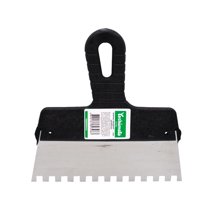 Шпатель малярний нержавіючий Yoshimoto з пластмасовою ручкою, 200 мм, зуб 8*8 мм