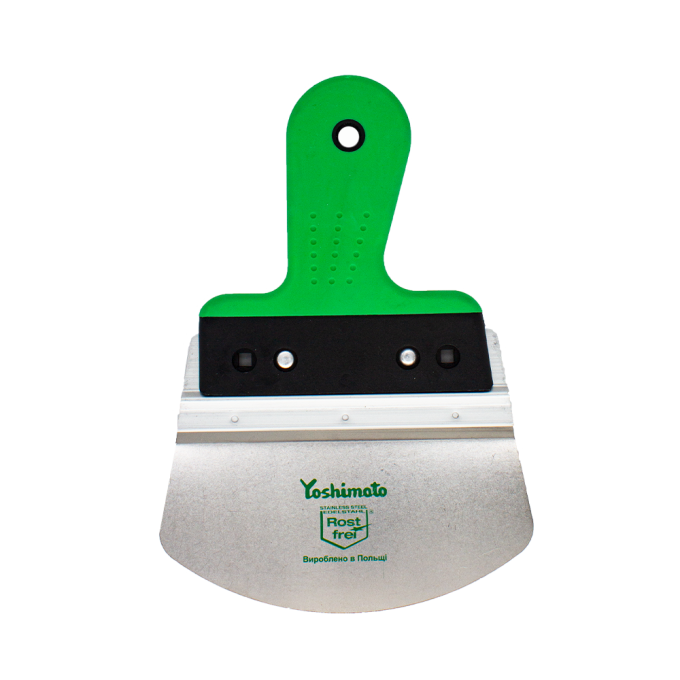 Шпатель напівкруглий нержавіючий Yoshimoto, ручка 2К, 165*80мм