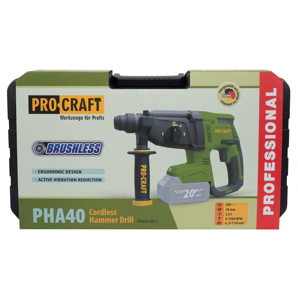 Акумуляторний перфоратор Procraft PHA40 Кейс (без АКБ та ЗП)