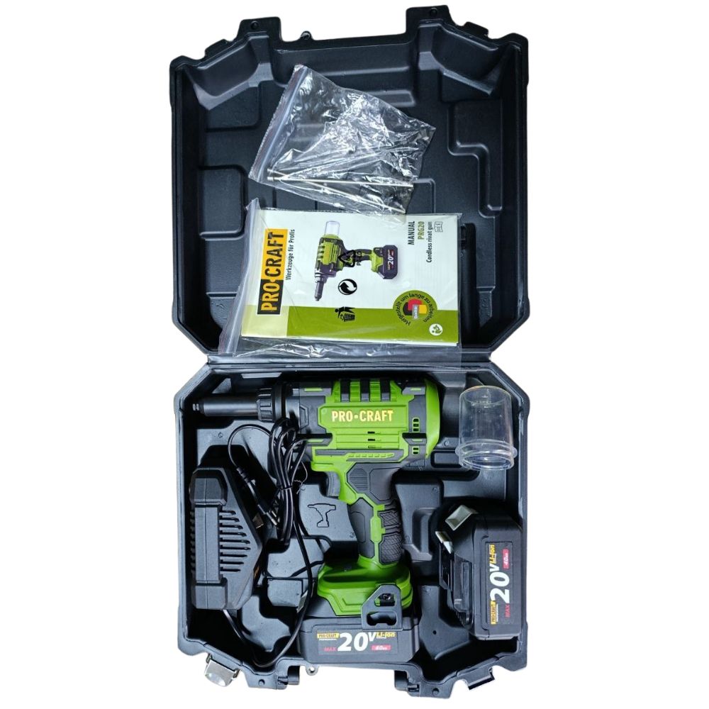 Акумуляторний заклепувальний пістолет Procraft PRG20 (з 2 акб та зп)