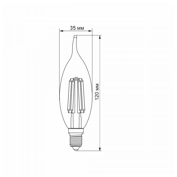 LED лампа VIDEX Filament C37Ft 6W E14 4100K