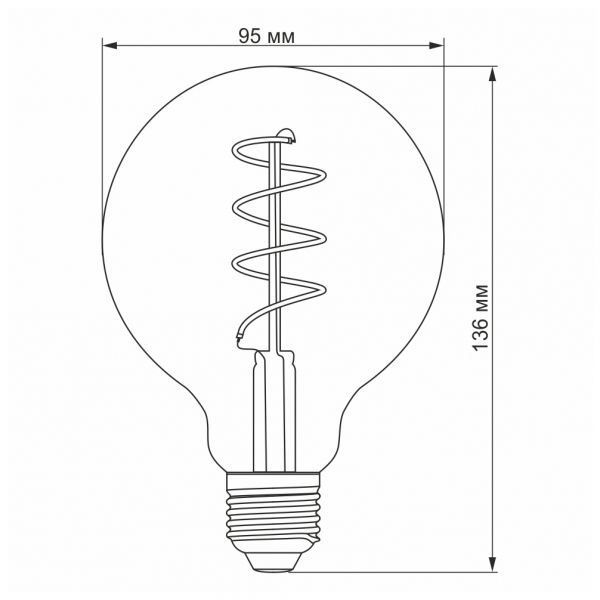 LED лампа VIDEX Filament G95FASD 5W E27 2200K дімерна бронза
