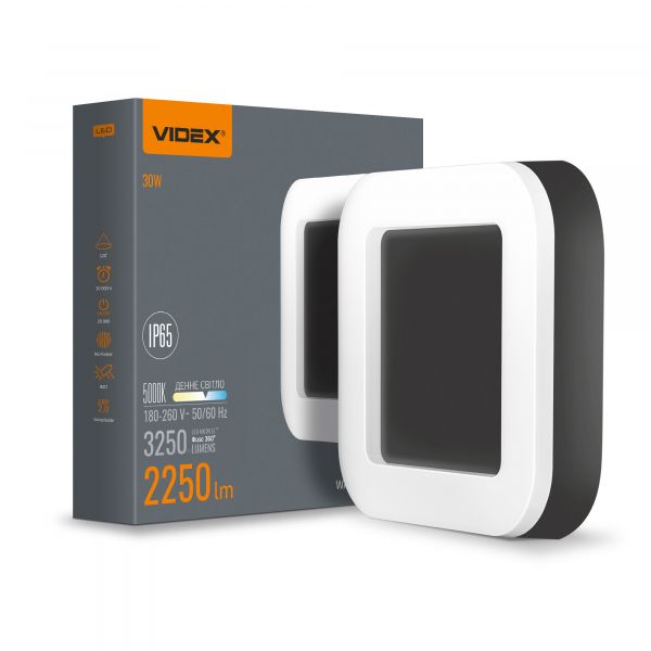 LED світильник ART IP65 квадратний VIDEX 30W 5000K Black