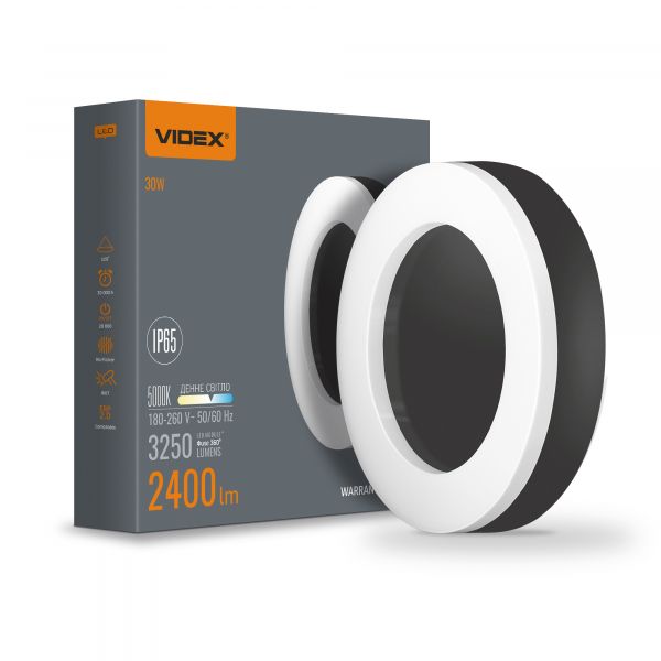 LED світильник ART IP65 круглий VIDEX 30W 5000K Black