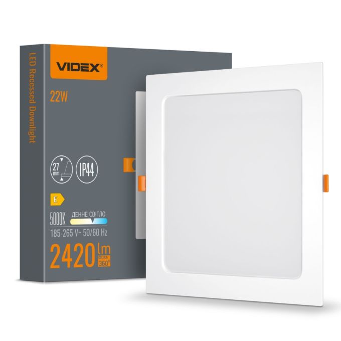 LED светильник Back встроенный квадрат VIDEX 22W 5000K