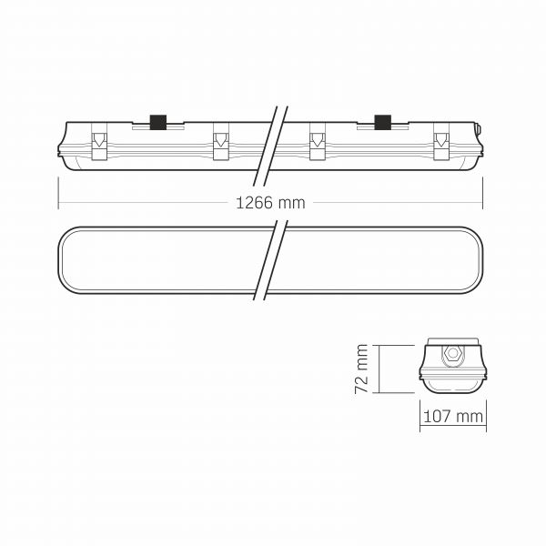 LED светильник IP65 линейный под лампу 2хТ8 VIDEX 1,2М 220V