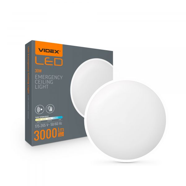 LED Светильник аварийный накладной с датчиком движения VIDEX 30W 2700-6500K 220V