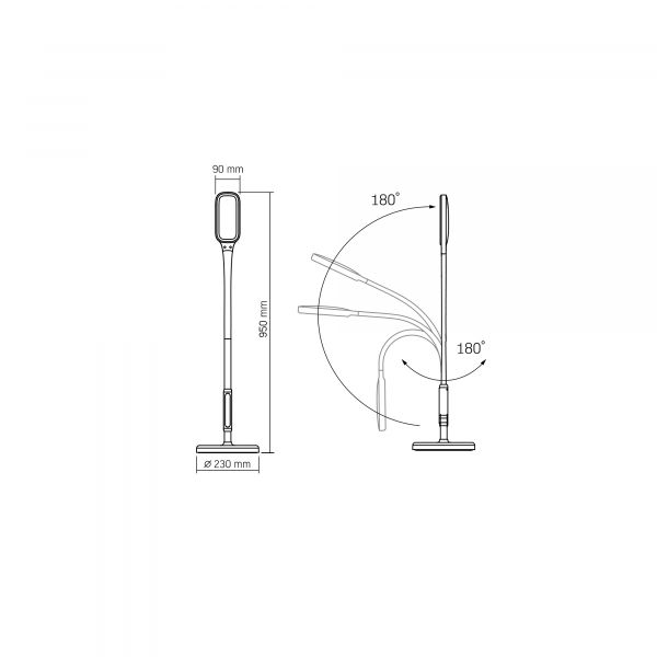 LED торшер черный VIDEX TF07B 14W 3000-5500K