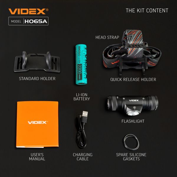 Налобний світлодіодний ліхтарик VIDEX VLF-H065A 1200Lm 5000K