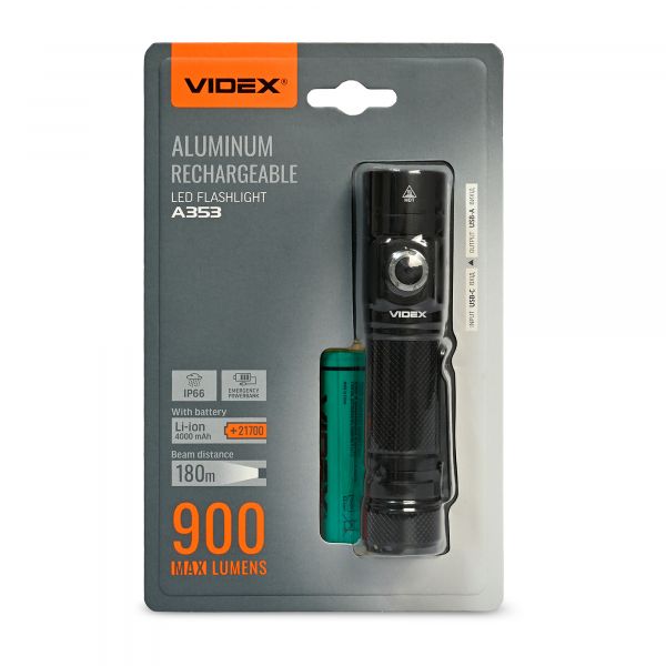 Портативний світлодіодний ліхтарик VIDEX VLF-A353 900Lm 5000K