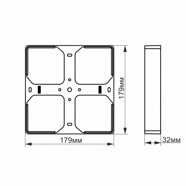 Рамка накладного монтажу безрамкового квадратного світильника VIDEX (VL-DLFS-24SF)