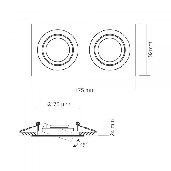 Світильник VIDEX під лампу 2xGU10 врізний Білий (VL-SPF23S-W)