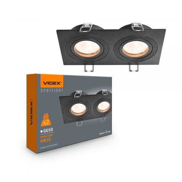 Светильник VIDEX под лампу 2xGU10 врезной Черный (VL-SPF23S-B)