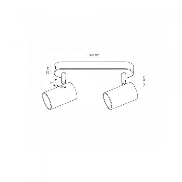Светильник VIDEX под лампу 2xGU10 накладной поворотный черный VL-SPF05B-BPB