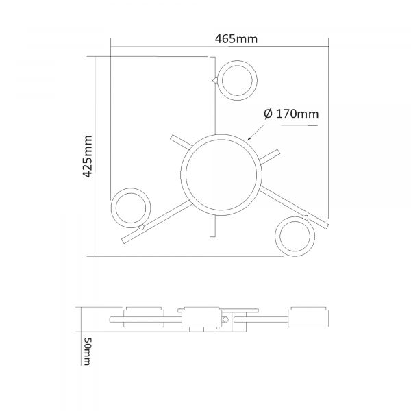 Світильник VIDEX під лампу 3xGX53 накладний з підсвіткою чорний VL-SPF20B-BB