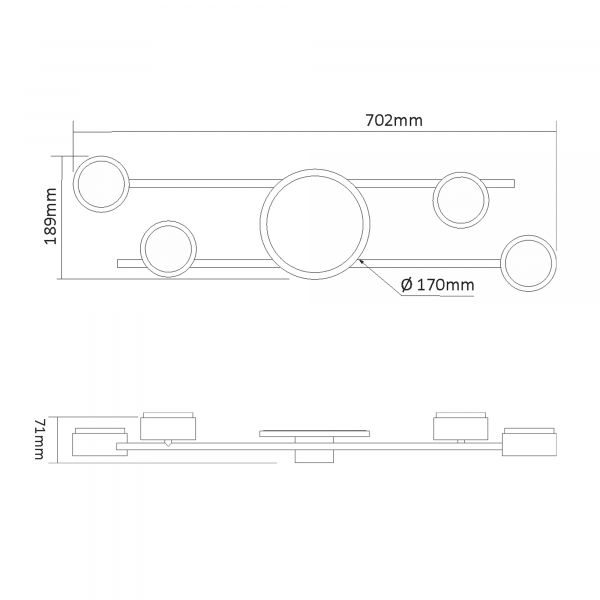 Світильник VIDEX під лампу 4xGX53 накладний з підсвіткою чорний VL-SPF21B-BB