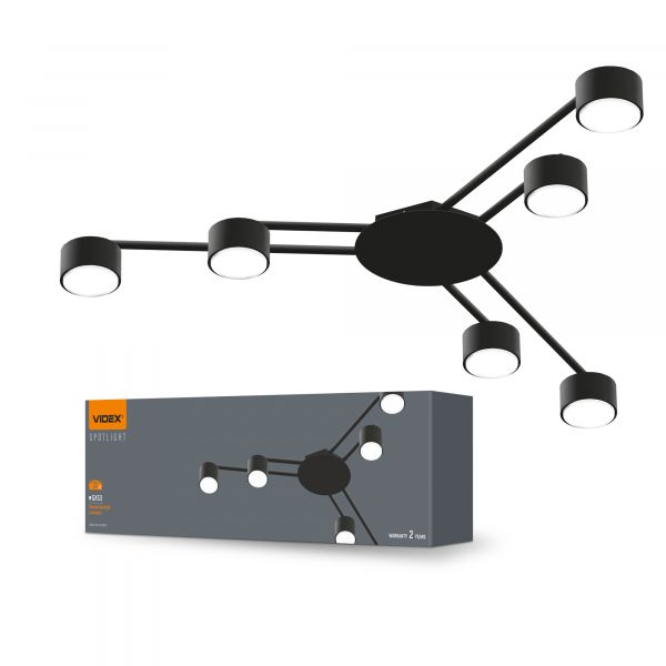Світильник VIDEX під лампу 6xGX53 накладний Чорний VL-SPF21B-B