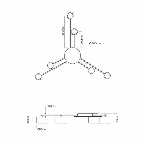 Світильник VIDEX під лампу 6xGX53 накладний Чорний VL-SPF21B-B