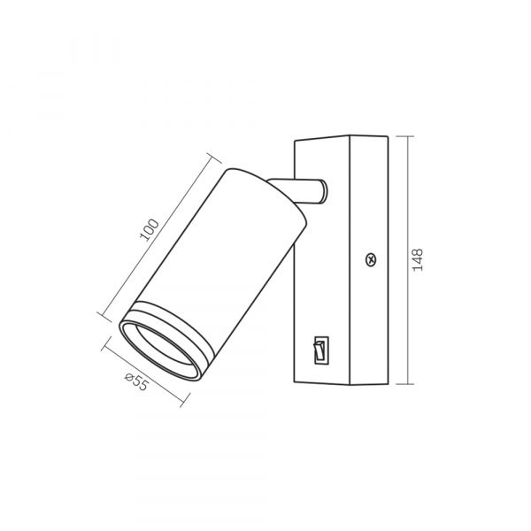 Світильник VIDEX під лампу GU10 SPF05E настінний з кнопкою чорний
