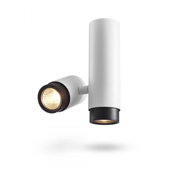 Светильник VIDEX под лампу GU10 SPF07 поворотный накладной двойной белый + черное кольцо