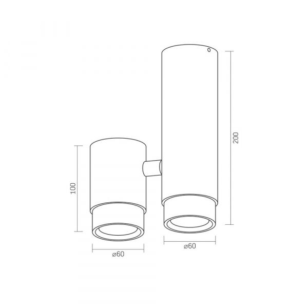 Светильник VIDEX под лампу GU10 SPF07 поворотный накладной двойной белый + черное кольцо