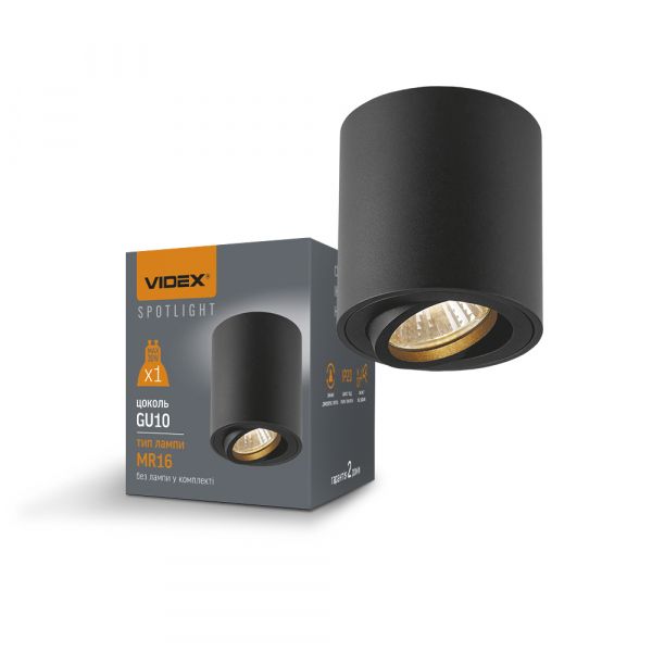 Светильник VIDEX под лампу GU10 накладной Черный VL-SPF12A-B