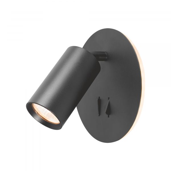 Світильник VIDEX під лампу GU10 настінний з підсвіткою та кнопкою чорний (VL-SPF24E-B)