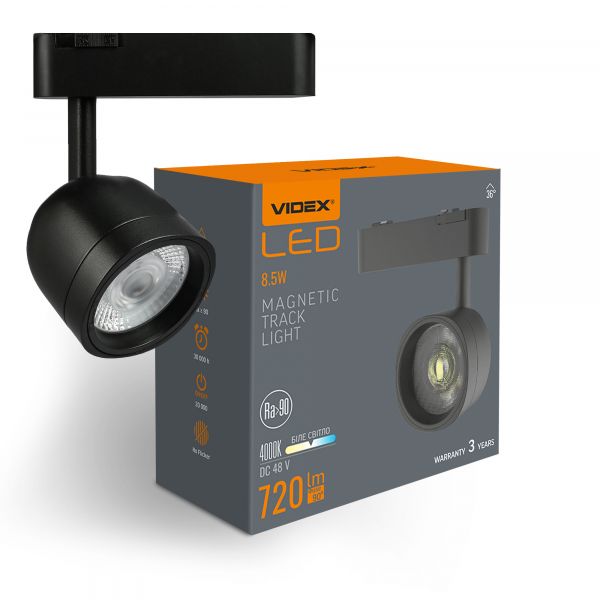 Светильник МАГНИТНЫЙ трековый VIDEX LA76B 8.5W 4000K 48V Black