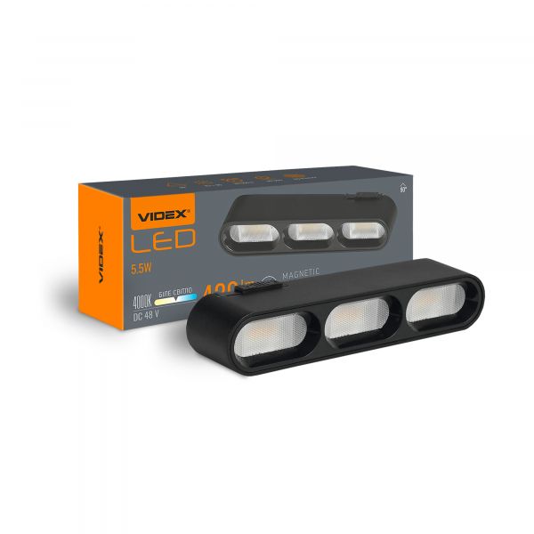 Светильник МАГНИТНЫЙ трековый VIDEX LD13B 5.5W 4000K 48V Black