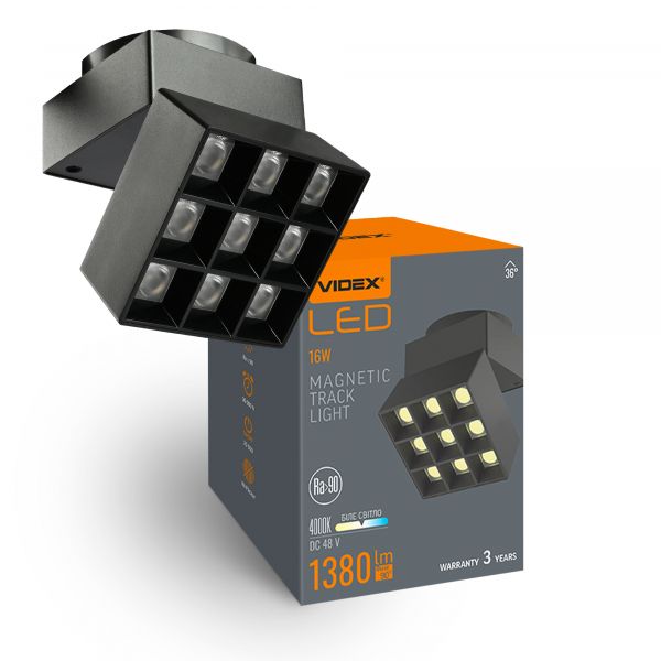 Светильник МАГНИТНЫЙ трековый VIDEX LE29B 16W 4000K 48V Black