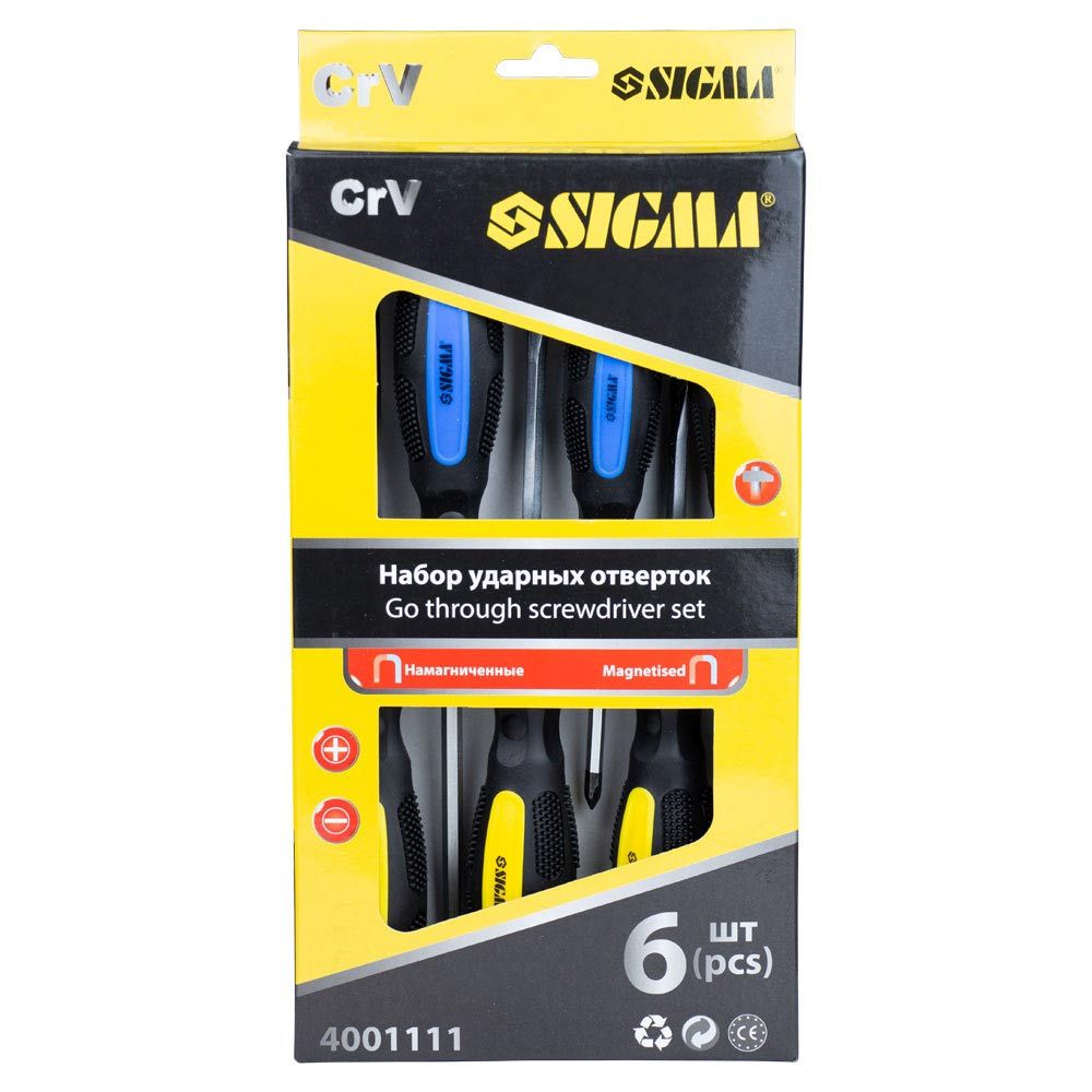 Набор ударных отверток 6 шт CrV SIGMA (4001111) 6 шт CrV (4001111)