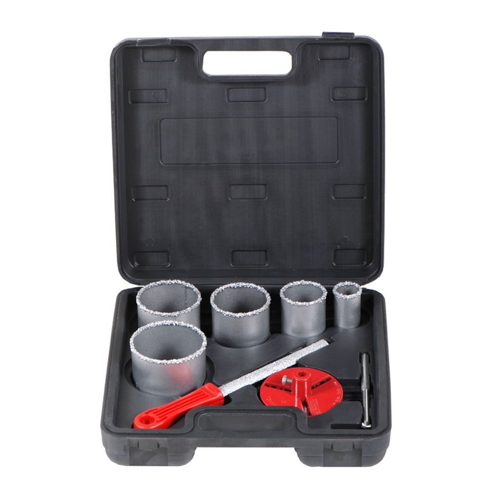 Коронки кольцевые с вольфрамовым напылением Ø33, 53, 67, 73, 83 мм + основа со сверлом (кейс) SIGMA (