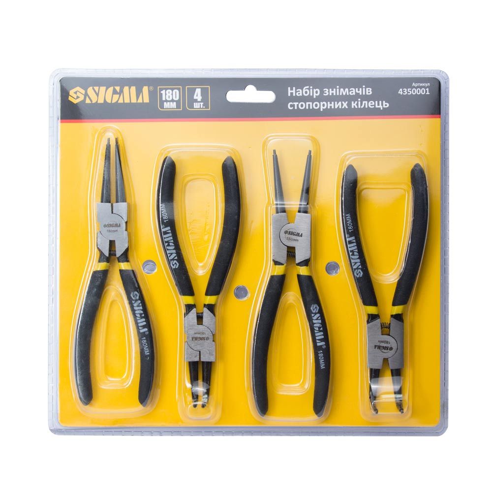 Набор съемников стопорных колец 4шт 180мм SIGMA (4350001) Набор съемников стопорных колец 4шт 180мм SIGMA (4350001)