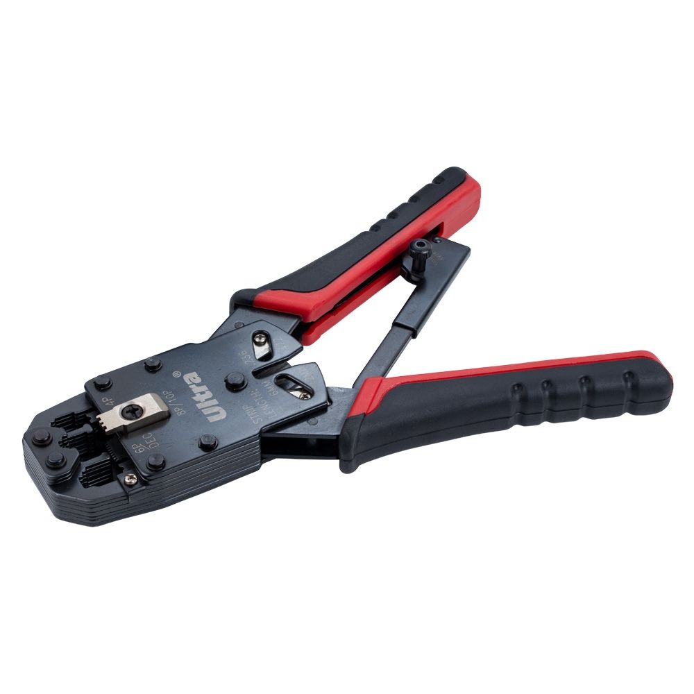 Кліщі для обтиску телекомунікаційних конекторів 4Р4С, 6Р6С, 8Р8С, 10Р10С з тріскачкою ULTRA (4372002