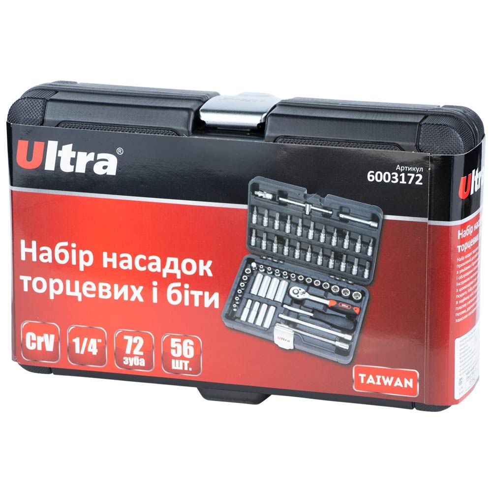Набор насадок торцевых и биты 1/4" 56шт CrV Taiwan ULTRA (6003172)