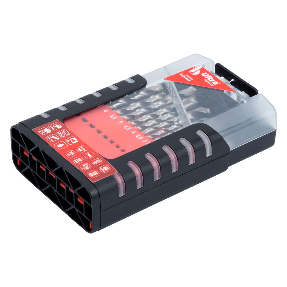 Набір свердел по металу Р6М5 полірованих 19шт 1.0-10.0мм (пластиковий кейс+блістер) ULTRA (1191712)