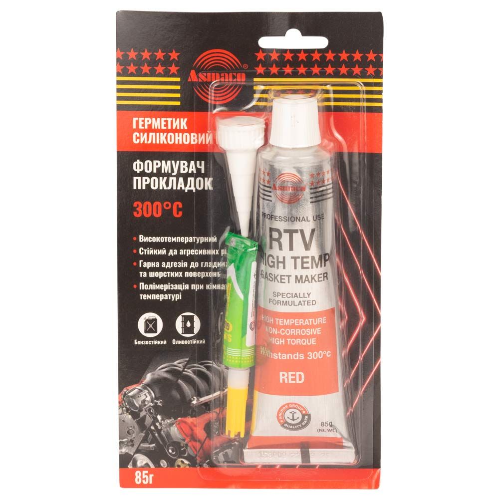 Герметик силиконовый RTV формирователь прокладок высокотемпературный +300°С красный 85г ОАЭ ASMACO