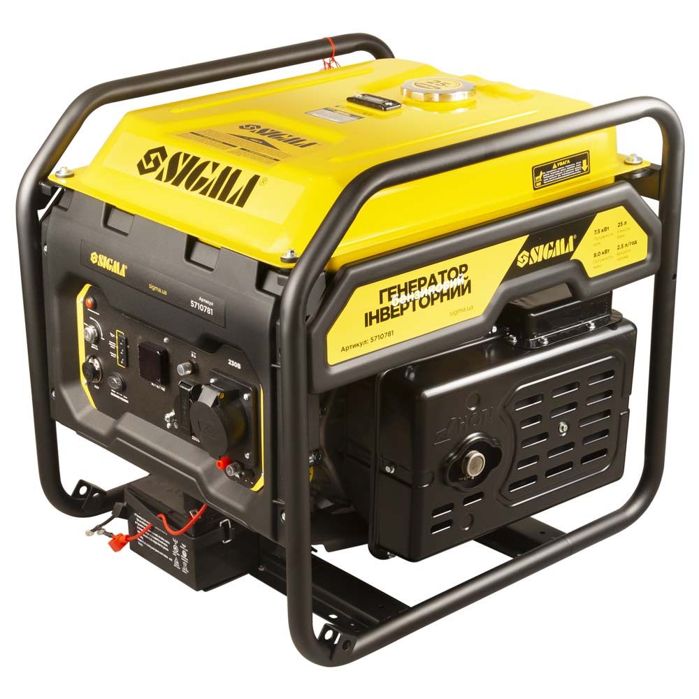 Генератор инверторный бензиновый 220В 7.5/8.0кВт 25л 4-х тактный с выводом под АВР SIGMA (5710781