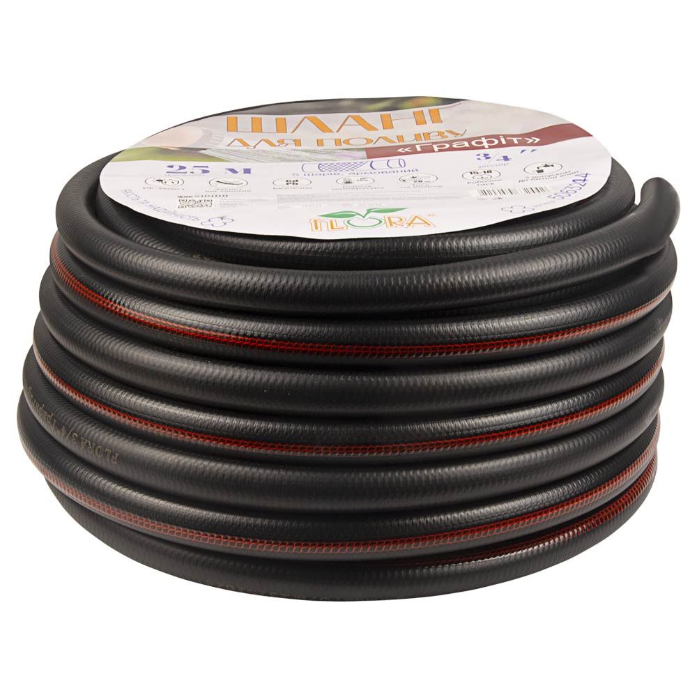 Шланг для полива Графит 5 слоев армированный ¾" 25м FLORA (5063244)