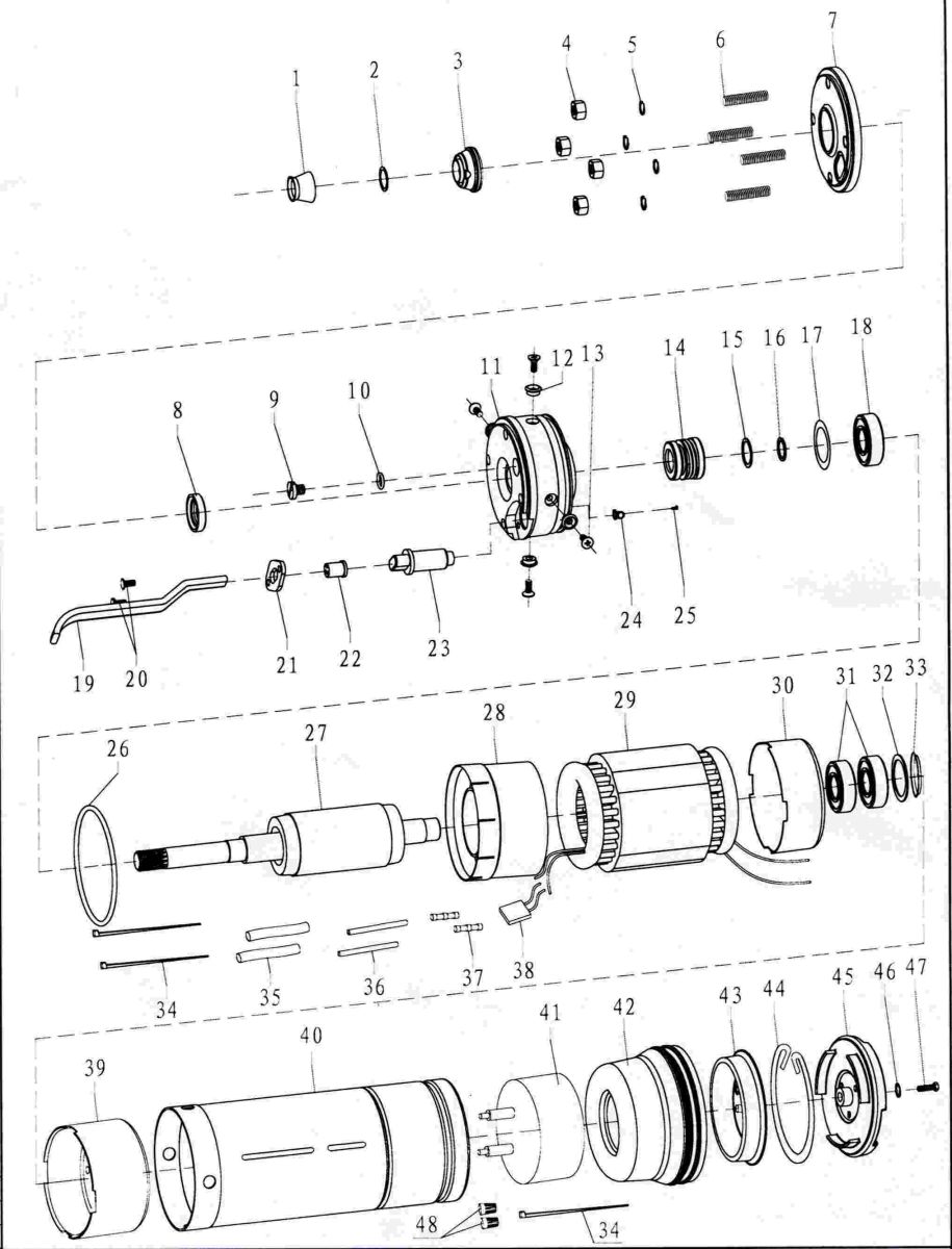Насос центробежный скважинный 0.55кВт H 51(36)м Q 100(67)л/мин Ø102мм DONGYIN 4SDm4/7 (777131)
