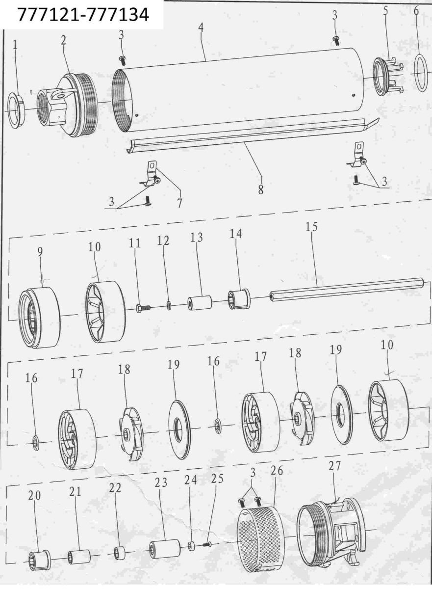 Насос центробежный скважинный 1.1кВт H 102(72)м Q 100(67)л/мин Ø102мм DONGYIN 4SDm4/14 (777133)